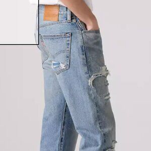 Levis Mens 501 Light Wash Distressed Button Fly 36x33